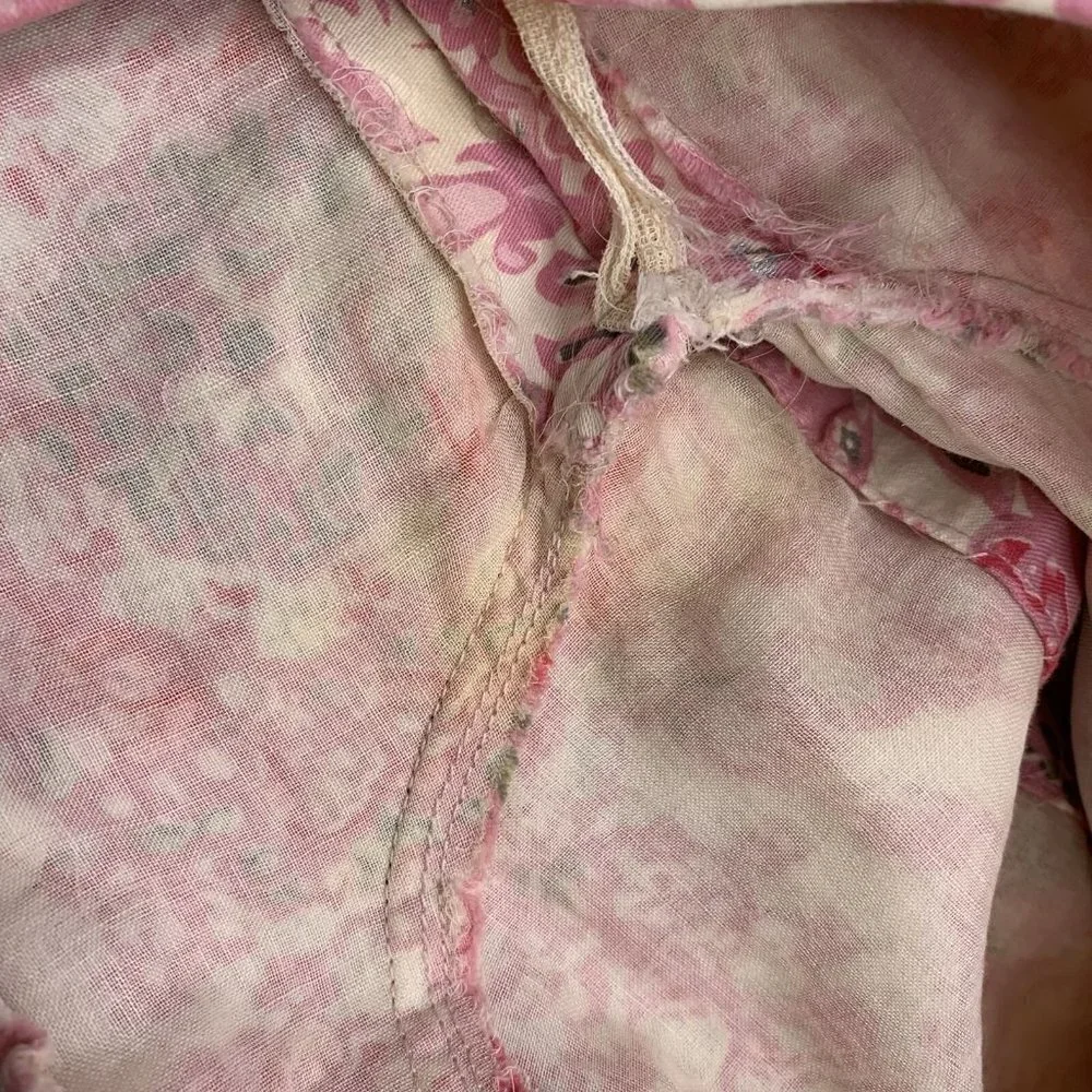 Vintage 50's SEMONT New York Pink Floral Cotton Sequin Dress Size Small